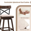 Set of 2 Wooden Swivel Bar Stools with Cushioned Seat and Open X Back by LJGDeals