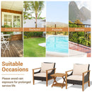3 Pieces Patio Wicker Furniture Set with 2-Tier Side Table and Cushioned Armchairs-Natural by DirectDeals