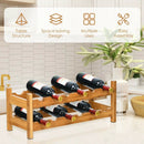 2-Tier 12 Bottles Bamboo Storage Shelf Wine Rack by LJGDeals