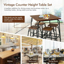 5 Pieces Bar Table Set with 4 Counter Height Backless Stools-Rustic Brown by LJGDeals