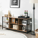 Mid-Century Wooden TV Stand with Storage Basket for TVs up to 65 Inch-Rustic Brown by LJGDeals