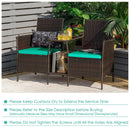 Patio Rattan Wicker Conversation Set Sofa Cushioned Loveseat Glass Table by LJGDeals