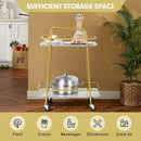 2-tier Kitchen Rolling Cart with Steel Frame and Lockable Casters-Gray by LJGDeals
