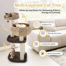 41 Inch Rattan Cat Tree with Napping Perch by LJGDeals