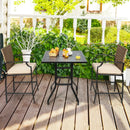 Patio Rattan Bar Stools Set of 4 with Soft Cushions by LJGDeals
