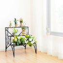 3-Tier Metal Plant Stand with Widened Grid Shelf for Porch Garden-Black by LJGDeals