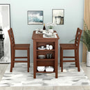 Counter Height Bar Table with 3-Tier Storage Shelves for Home Restaurant by LJGDeals
