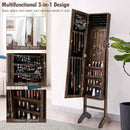 Free-Standing Jewelry Cabinet with Full-Length Mirror and Lockable Door