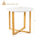 Multifunctional Round Side End Table with Bamboo Legs and X-Shaped Base by LJGDeals