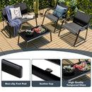 4 Pieces Patio Furniture Set with Armrest Loveseat Sofas and Glass Table Deck by LJGDeals