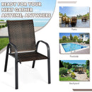 Set of 6 Outdoor PE Wicker Stackable Chairs with Sturdy Steel Frame by LJGDeals