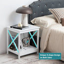 2-Tier Side Table with X-shape Design and 4 Solid Legs by LJGDeals