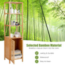 4 Tiers Slim Bamboo Floor Storage Cabinet with Shutter Door and Anti-Toppling Device-Natural by LJGDeals