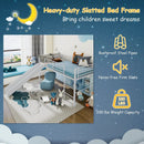 Twin Metal Loft Bed with Slide Safety Guardrails and Built-in Ladder by LJGDeals