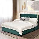 Full/Queen Size Upholstered Bed Frame with 4 Drawers-Green by LJGDeals