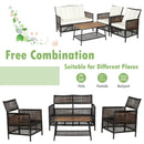 4 Pieces Patio Rattan Furniture Set with 2-Tier Coffee Table-White by LJGDeals