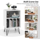 Freestanding Record Player Stand Record Storage Cabinet with Metal Legs-White by DirectDeals