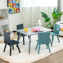 5 Pieces Kids Wooden Activity Play Furniture Set with Building Blocks-Blue by LJGDeals
