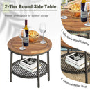 3 Pieces Patio Rattan Furniture Set with Cushioned Sofas and Wood Table Top-White by LJGDeals