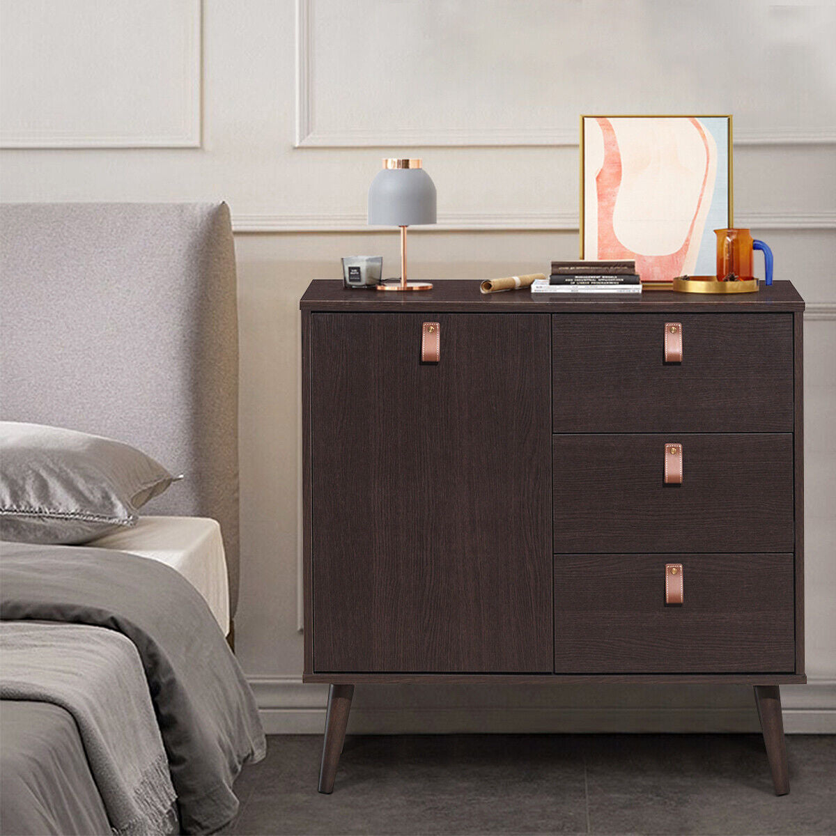 3-drawer Sideboard Storage Display Cabinet-Brown, photo 6 of 8