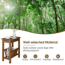 2-Tier End Table with Pull-out Tray and Solid Rubber Wood Legs by LJGDeals