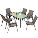 6 Pieces Patio Stackable Dining Chairs with Curved Armrests and Breathable Fabric by LJGDeals