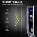 15 Inch 100 Can Built-in Freestanding Beverage Cooler Refrigerator with Adjustable Temperature and Shelf-Silver by LJGDeals