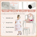 2-in-1 Kids Vanity Table Set with Tri-folding Mirror-Pink by LJGDeals