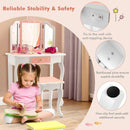 Princess Vanity Table and Chair Set with Tri-Folding Mirror and Snowflake Print-Pink by LJGDeals