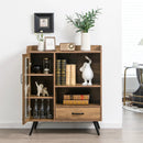 Buffet Sideboard with Removable Wine Rack and Glass Holder-Rustic Brown by LJGDeals