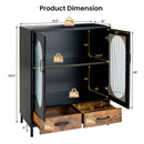 Kitchen Industrial Buffet Sideboard with Tempered Glass Doors-Black by LJGDeals