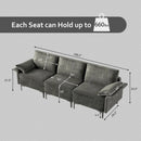 Large 3-Seat Sofa Sectional with Metal Legs for 3-4 people by LJGDeals