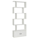 6-Tier S-Shaped Freestanding Bookshelf with Cabinet and Doors-Black by DirectDeals