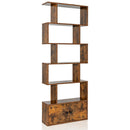6-Tier S-Shaped Freestanding Bookshelf with Cabinet and Doors-Black by DirectDeals