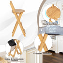 24 Inch Set of 2 Bamboo Folding Barstools with Footrests and Handles-Natural by LJGDeals