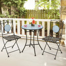 3 Pieces Patio Bistro Set Outdoor Furniture Mosaic Table Chairs by LJGDeals