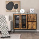 48 Inch Industrial Kitchen Buffet Sideboard with Metal Mesh Doors and Anti-toppling Device-Brown by LJGDeals