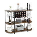 47 Inches Wine Rack Table with Glass Holder and Storage Shelves by LJGDeals