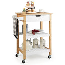 3-Tier Kitchen Island Cart Rolling Service Trolley with Bamboo Top by LJGDeals