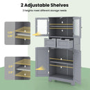 3 Tier Freee-Standing Bathroom Cabinet with 2 Drawers and Glass Doors by LJGDeals
