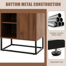 Wine Storage Cabinet Buffet Sideboard with Adjustable Shelf and Sliding Door-Brown by LJGDeals