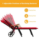 Folding Patio Rattan Lounge Chair with Wheels-Red by LJGDeals