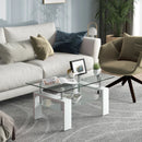 Rectangular Tempered Glass Coffee Table with Shelf by LJGDeals