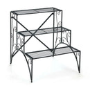 3-Tier Metal Plant Stand with Widened Grid Shelf for Porch Garden-Black by LJGDeals