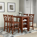 Counter Height Bar Table with 3-Tier Storage Shelves for Home Restaurant by DirectDeals
