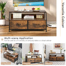 Dresser TV Stand with 2 Folding Fabric Drawers and Open Shelves-Rustic Brown by LJGDeals
