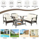 4 Pieces Outdoor Rattan Conversation Set with Protective Cover by LJGDeals