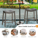 Set of 2 PU Leather Saddle Bar Stools with Rubber Wood Legs by LJGDeals