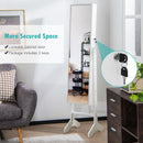 Free-Standing Jewelry Cabinet with Full-Length Mirror and Lockable Door