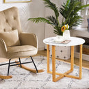 Multifunctional Round Side End Table with Bamboo Legs and X-Shaped Base by LJGDeals